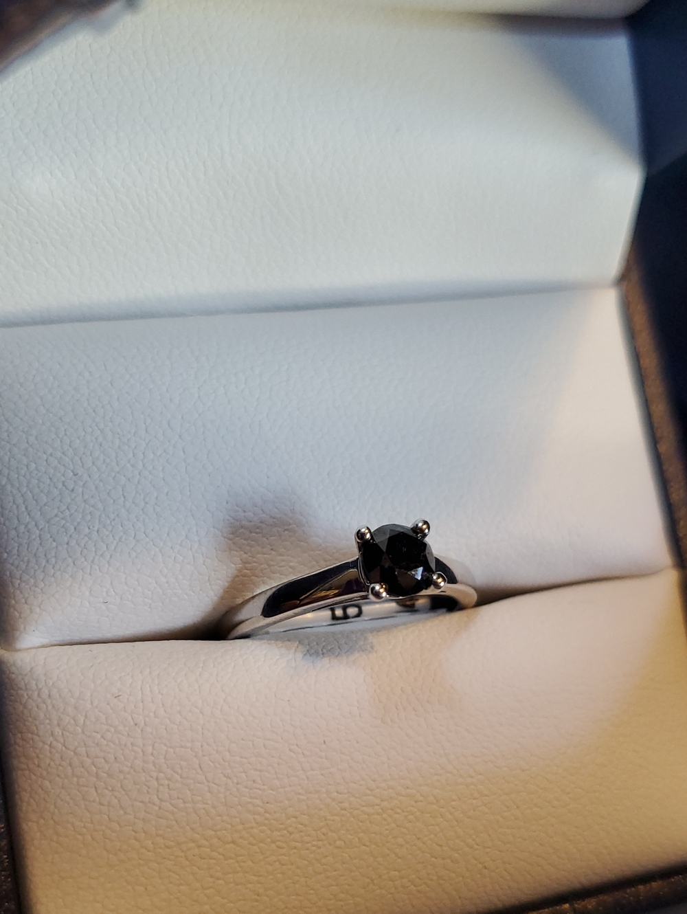 .48 carat Black Diamond Solitaire Ring in .925 Sterling Silver Setting sz. 5